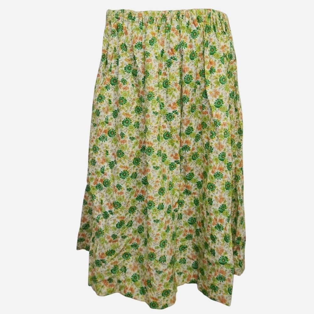 Vintage Retro 60s 70s Colorful Floral Aline Skirt Stretch Waist Women's Handmade